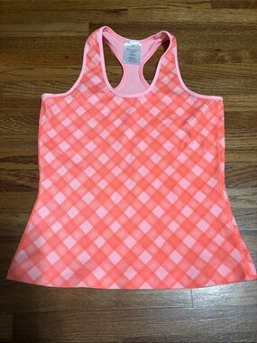 Ivivva girls orange/pink checkered racerback tank top